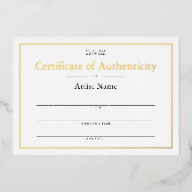 Personalisiert Foil Certificate of Authenticity Ar