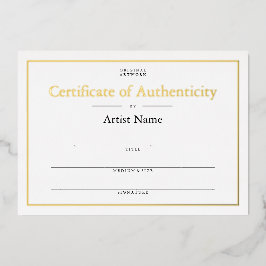 Personalisiert Foil Certificate of Authenticity Ar Folieneinladung