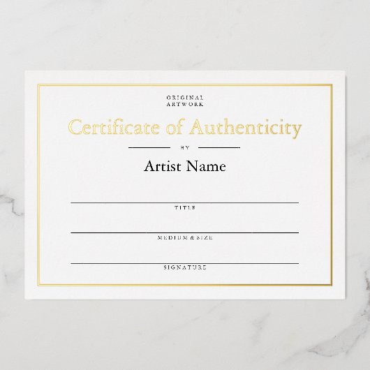 Personalisiert Foil Certificate of Authenticity Ar Folieneinladung (Vorderseite)