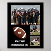 Personalisiert Football 3 Foto Collage Name Team # Poster (Vorne)