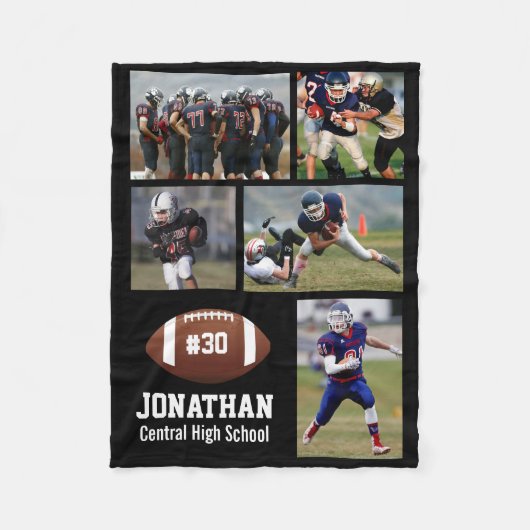 Personalisiert Football 5 Fotocollage Name # Team Fleecedecke (Vorderseite)