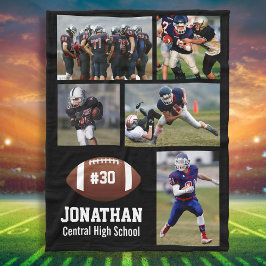 Personalisiert Football 5 Fotocollage Name # Team Fleecedecke