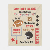 Personalisiert Football Baby Boys Geburtsstunde Fleecedecke (Vorderseite)