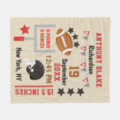 Personalisiert Football Baby Boys Geburtsstunde Fleecedecke (Vorderseite (Horizontal))