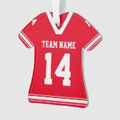 Personalisiert Football Jersey Red Foto Ornament (Vorderseite)