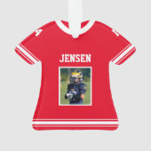 Personalisiert Football Jersey Red Foto Ornament (Rückseite)