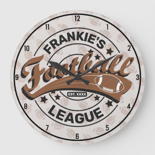 Personalisiert Football League Player Game Große Wanduhr (Vorderseite)