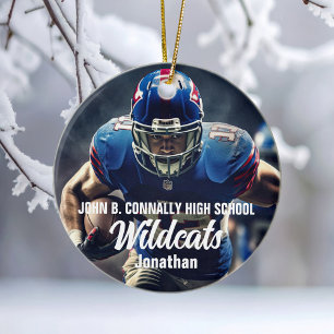 Personalisiert Football Player Foto High School Keramik Ornament