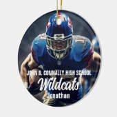 Personalisiert Football Player Foto High School Keramik Ornament (Links)