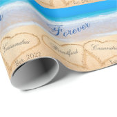 Personalisiert Forever | Herzen in Sand Beach Geschenkpapier (Rolleneckpunkt)