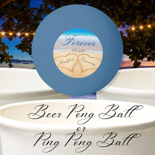 Personalisiert Forever   Herzen in Sand Tischtennisball