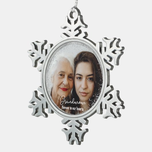 Personalisiert Forever in unserem Herz-Foto-Speich Schneeflocken Zinn-Ornament (Rechts)