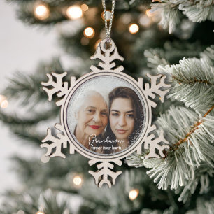 Personalisiert Forever in unserem Herz-Foto-Speich Schneeflocken Zinn-Ornament