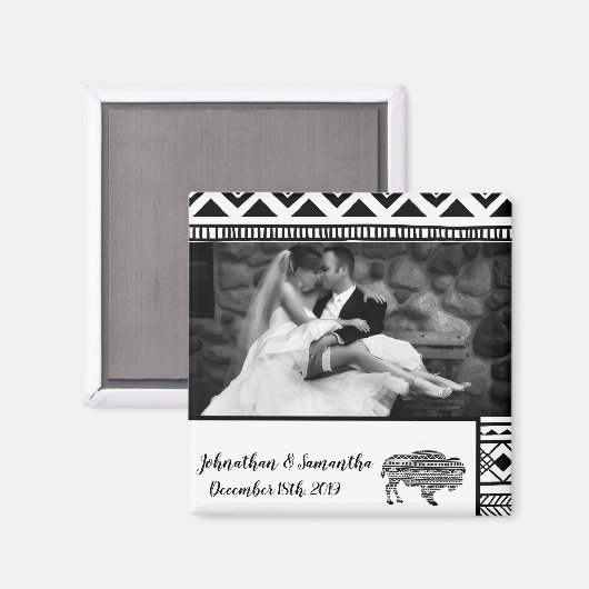 Personalisiert Foto Magnet Boho Buffalo Tribal Pat (Vorderseite/Rückseite)
