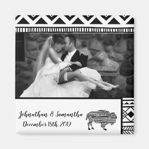 Personalisiert Foto Magnet Boho Buffalo Tribal Pat
