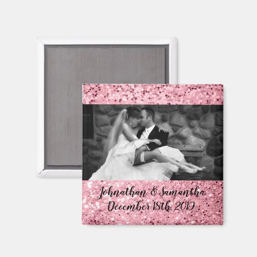 Personalisiert Foto Magnet Rose Gold Glitzer (Vorderseite/Rückseite)