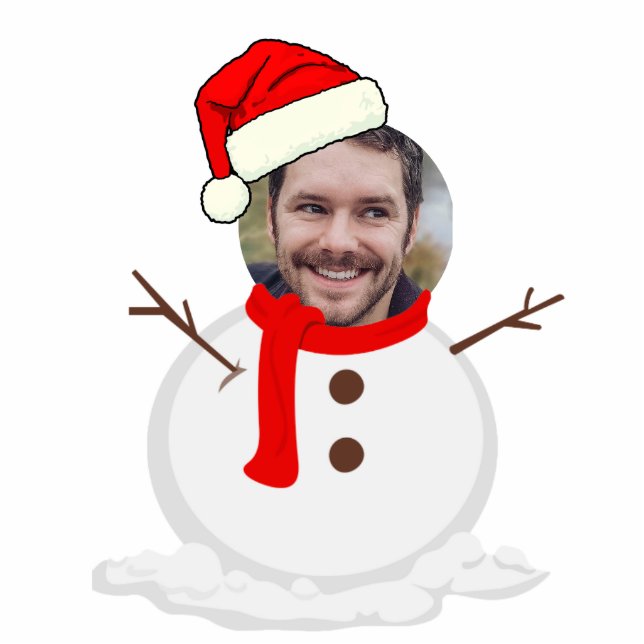 Personalisiert Foto Snowman Freistehende Fotoskulptur (Vorne)