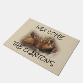 Personalisiert Fox-Familie Fußmatte (Schrägansicht)