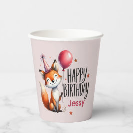 Personalisiert Fox Happy Birthday Paper Cups Pappbecher