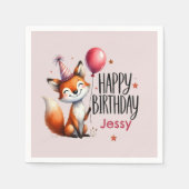 Personalisiert Fox Happy Birthday Serviette (Vorderseite)
