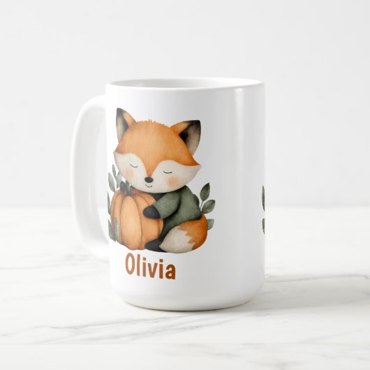 Personalisiert Fox Pumpkin Halloween Design Kaffeetasse (Vorderseite Links)
