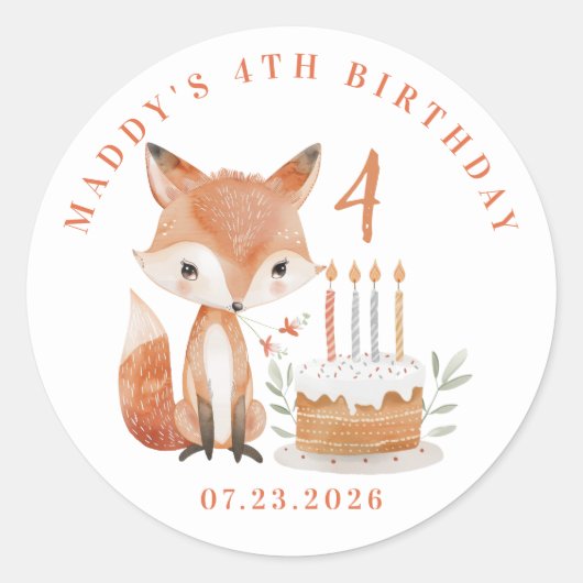 Personalisiert Fox Round Stickers (Vorderseite)
