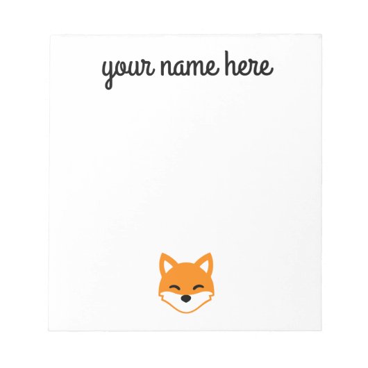 Personalisiert Fox Stationery Notepad für Kinder Notizblock (Vorderseite)