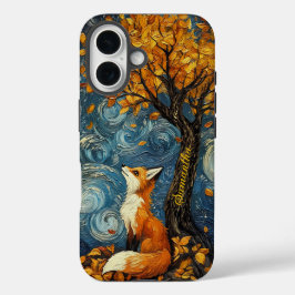 Personalisiert Fox und Mulberry Tree Van Gogh Styl iPhone 16 Hülle