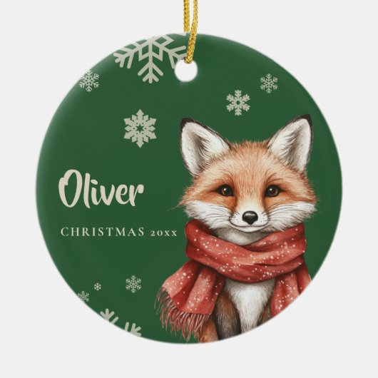 Personalisiert Fox Weihnachtsschmuck mit Schneeflo (Vorne)