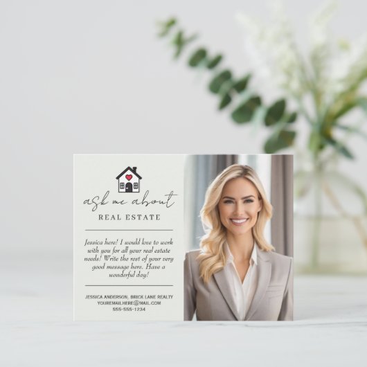 Personalisiert Fragte mich über echtes Anwesen Mar Postkarte (Stehend Vorderseite)