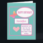 Personalisiert Friend Geburtstagskarte mit Namen Karte<br><div class="desc">Sehr personalisiertes Design bester Freund Geburtstagskarte mit ihrem Namen. Ihr bester Freund wird dieses hübsche Geburtstagskartendesign Liebe geben.</div>