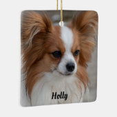 Personalisiert Friendly Papillon Puppy Dog Keramikornament (Rechts)