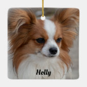 Personalisiert Friendly Papillon Puppy Dog Keramikornament (Rückseite)