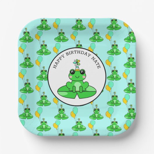 Personalisiert Frog zum Geburtstag Pappteller (Vorderseite)