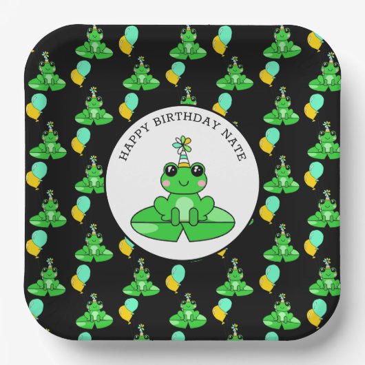 Personalisiert Frog zum Geburtstag Pappteller (Vorderseite)
