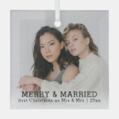 Personalisiert frohe und Verheiratete Weihnachten Ornament Aus Glas (Vorderseite)