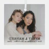 Personalisiert frohe und Verheiratete Weihnachten Ornament Aus Glas (Rückseite)