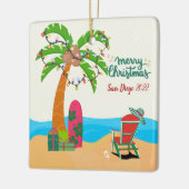 Personalisiert frohe Weihnachten am Strand Keramikornament (Links)