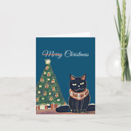 Personalisiert frohe Weihnachten Angry Black Cat