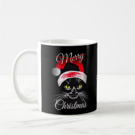 Personalisiert frohe Weihnachten Angry Black Cat Kaffeetasse