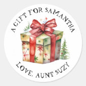 Personalisiert frohe Weihnachten bis und vom Gesch Runder Aufkleber (Vorderseite)