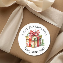 Personalisiert frohe Weihnachten bis und vom Gesch Runder Aufkleber