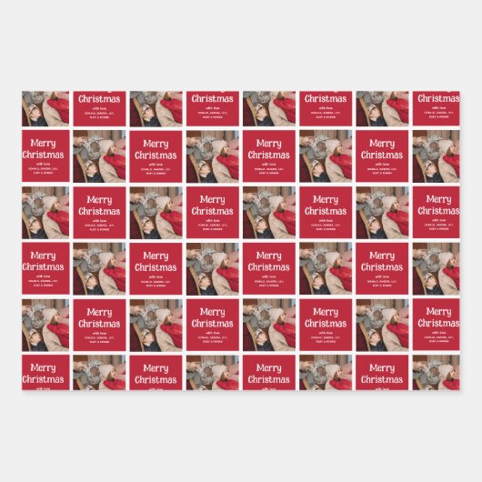Personalisiert Frohe Weihnachten Custom Foto Grid Geschenkpapier Set (Vorderseite 2)