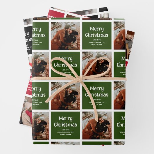 Personalisiert Frohe Weihnachten Custom Foto Grid Geschenkpapier Set (Beispiel)