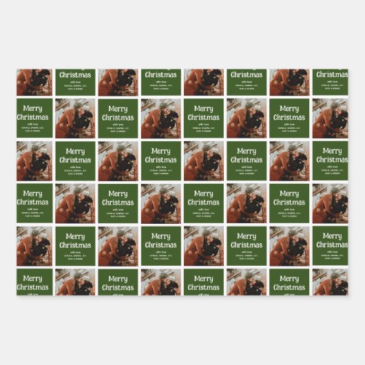 Personalisiert Frohe Weihnachten Custom Foto Grid Geschenkpapier Set (Vorderseite)