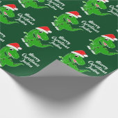 Personalisiert Frohe Weihnachten Dinosaurier-Weihn Geschenkpapier (Ecke)