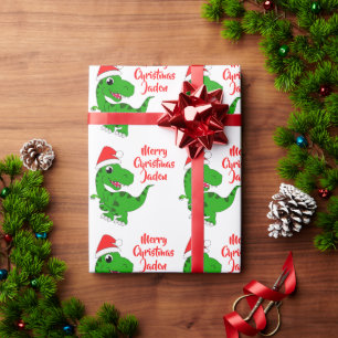 Personalisiert Frohe Weihnachten Dinosaurier-Weihn Geschenkpapier