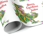 Personalisiert Frohe Weihnachten Dinosaurier-Weihn Geschenkpapier (Rolleneckpunkt)