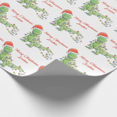 Personalisiert Frohe Weihnachten Dinosaurier-Weihn Geschenkpapier (Ecke)