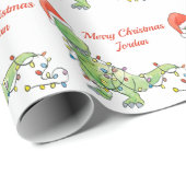 Personalisiert Frohe Weihnachten Dinosaurier-Weihn Geschenkpapier (Rolleneckpunkt)